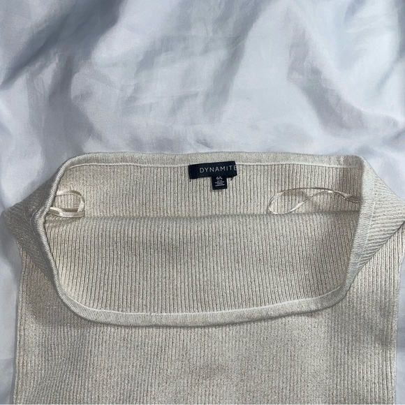 like new!! Dynamite champagne glitter ribbed tube top - Picture 3 of 6